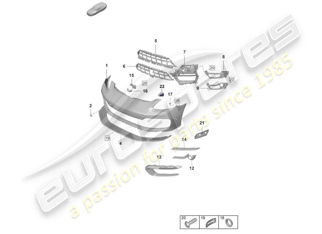 porsche 2023 (panamera 971-2) stoßfänger vorne, basis-ersatzteildiagramm