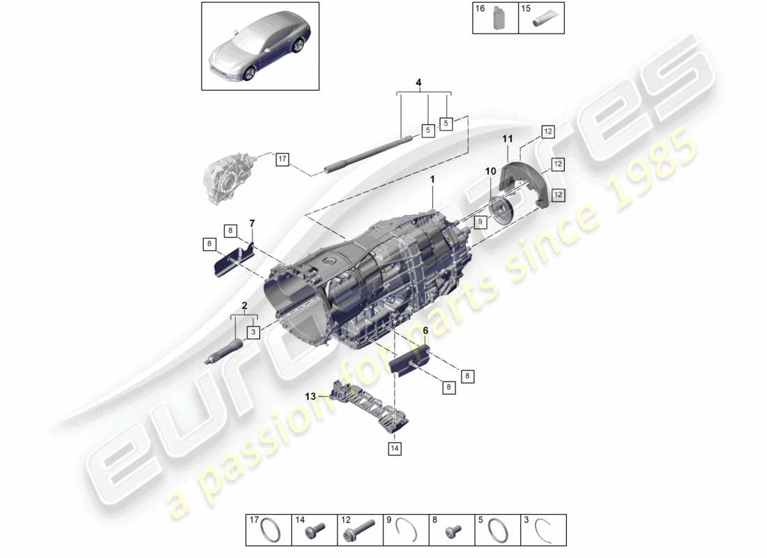 porsche 2021 (panamera 971-1) 8-speed doppelkupplungsgetriebe - pdk - teilediagramm