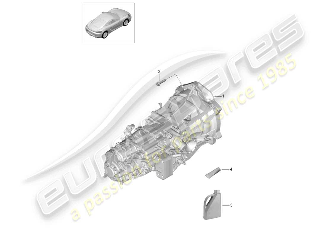 porsche 2024 (718 cayman) schaltgetriebe teilediagramm