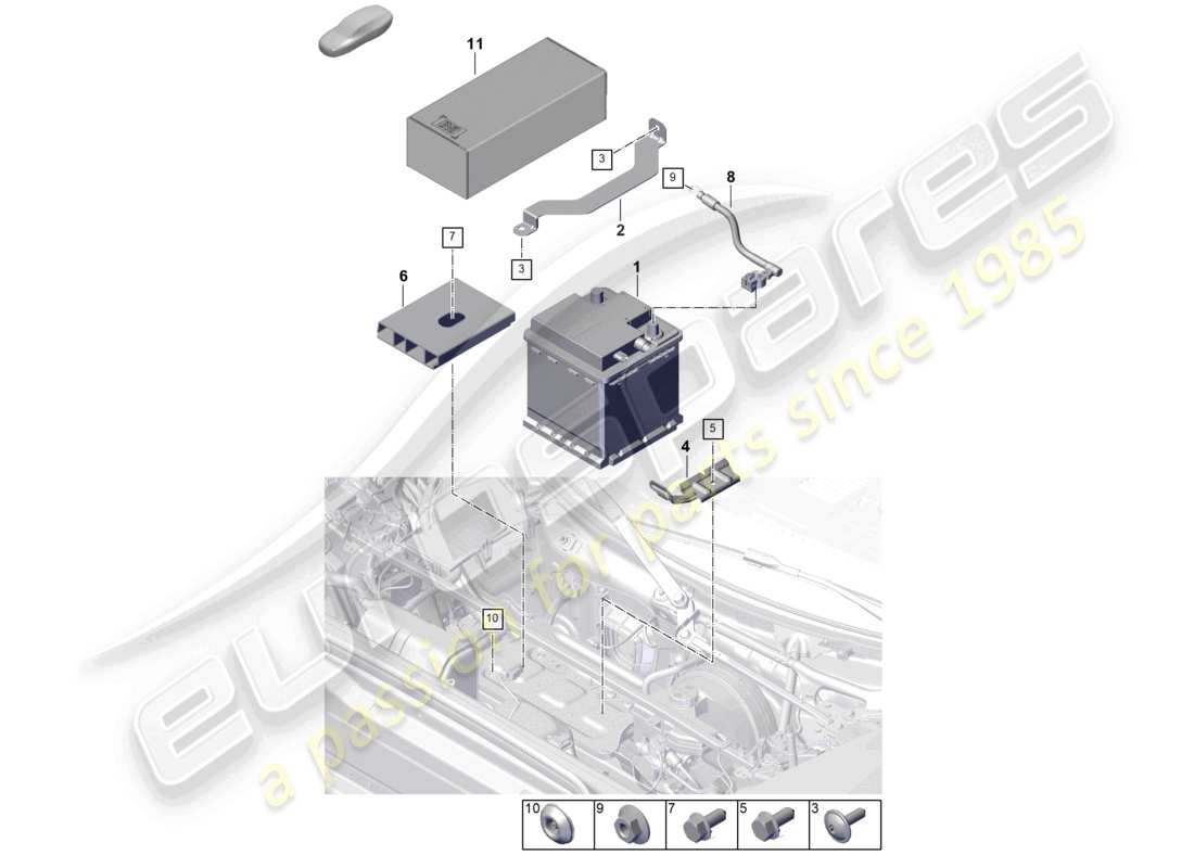 porsche 2026 (992-2 gt3) batterie teilediagramm