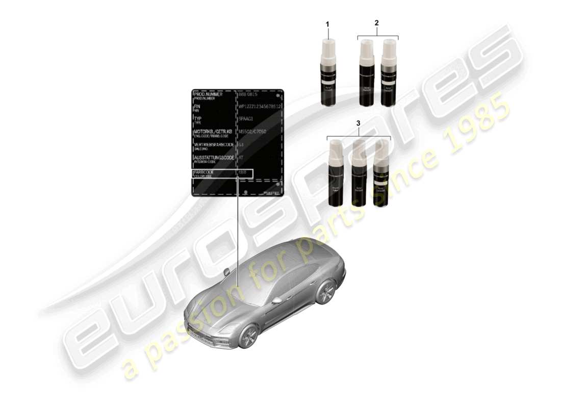 porsche 2026 (panamera 976) applikator für lackausbesserungen teilediagramm für lacke