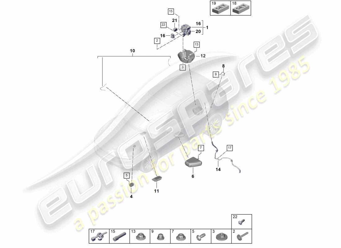 porsche 2024 (cayenne e3 9ya/9yb) luftfederung luftversorgungseinheit druckspeicher steuergerät für elektronisch geregelte dämpfung teilediagramm