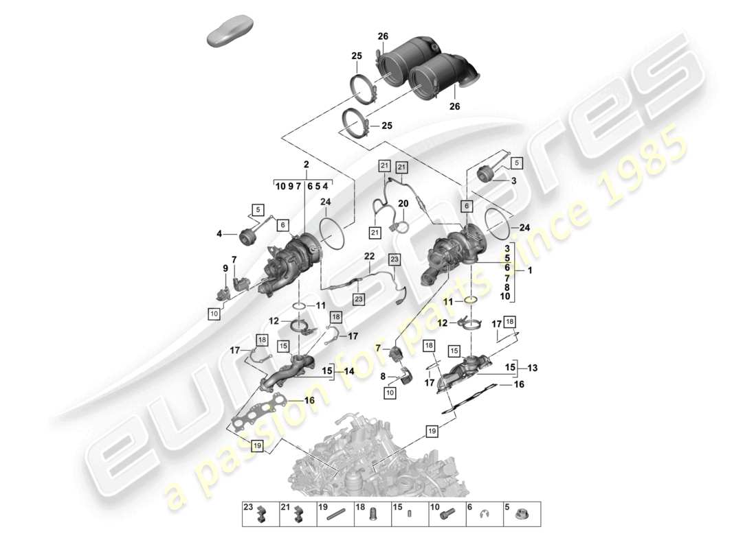 porsche 2022 (panamera 971-2) abgasturbolader abgaskrümmer lambdasonde teilediagramm