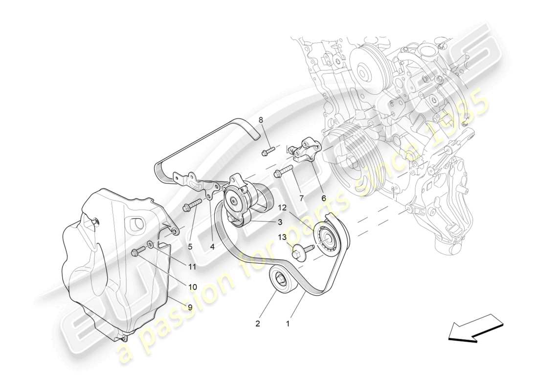 maserati levante (2019) zusatzgeräteriemen ersatzteildiagramm