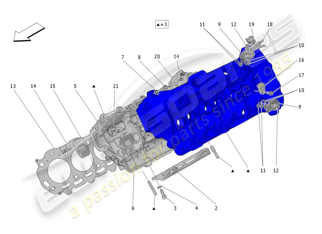 maserati mc20 (2022) teilediagramm für linken zylinderkopf