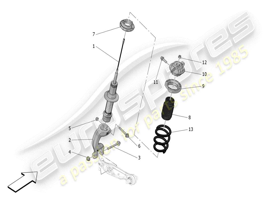 maserati mc20 (2024) vordere stoßdämpfervorrichtungen teilediagramm