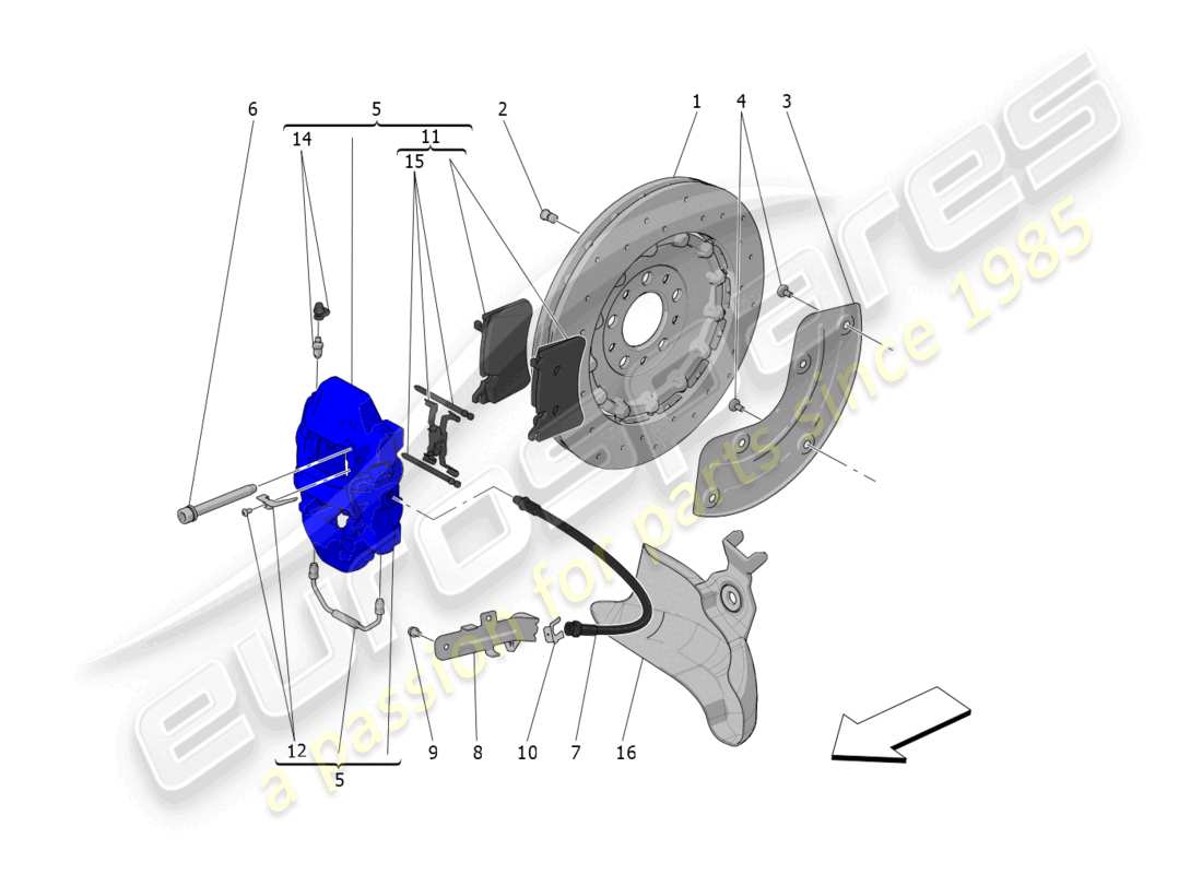 maserati mc20 (2022) bremsvorrichtungen an den hinterrädern ersatzteildiagramm