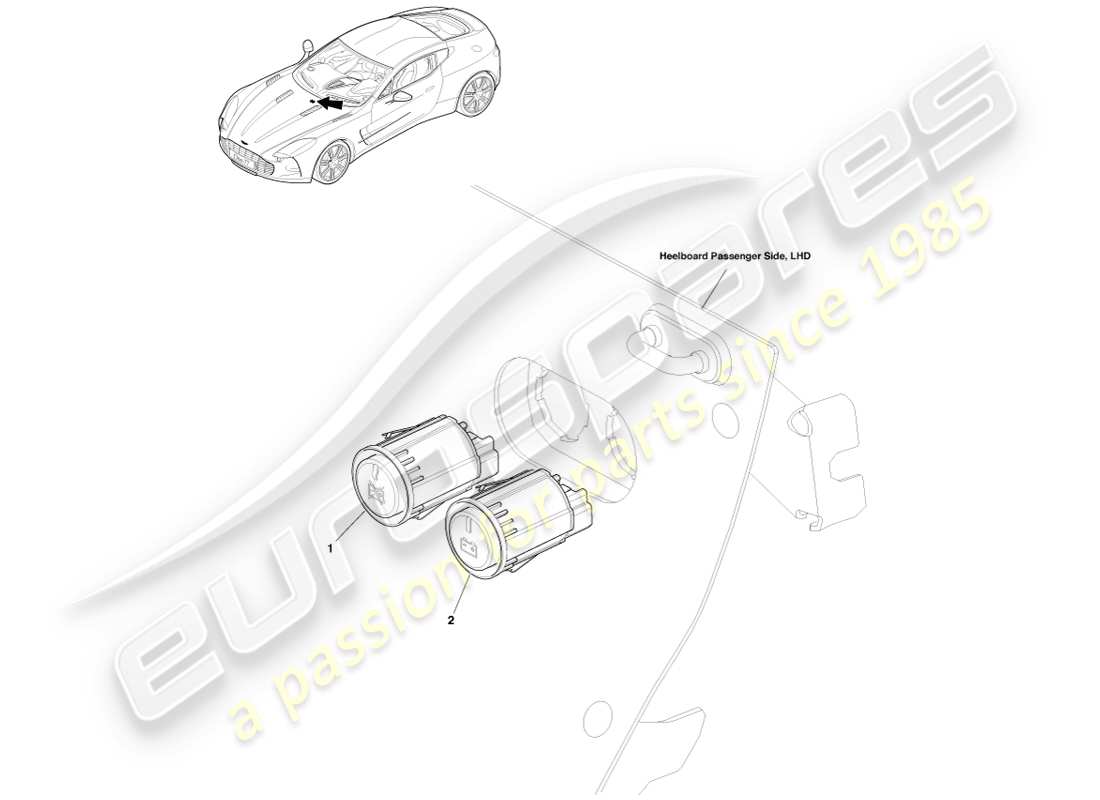 aston martin one-77 (2011) teilediagramm für batterie-ein-/ausschalter