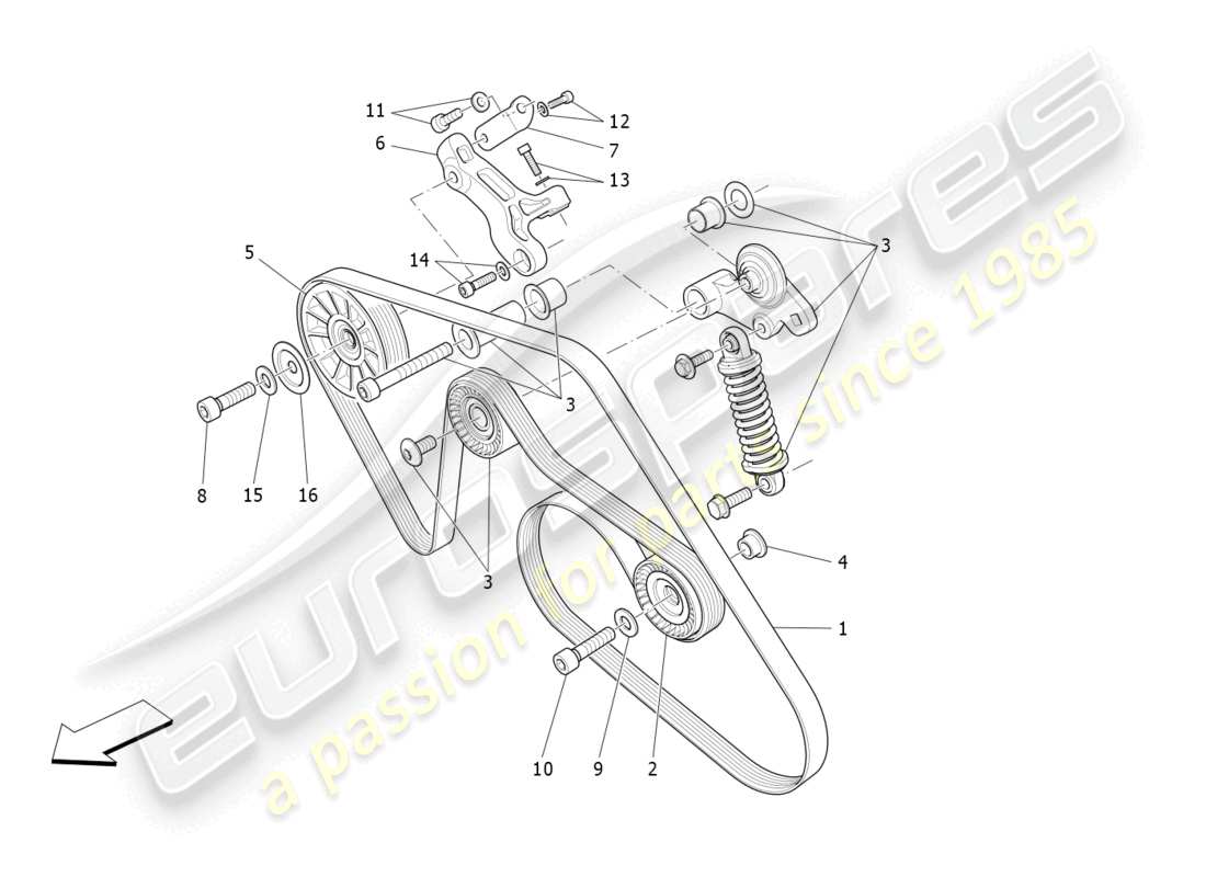 maserati levante modena s (2022) zusatzgeräteriemen ersatzteildiagramm