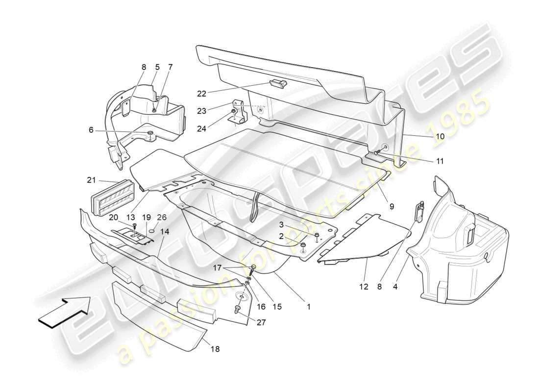 maserati grancabrio mc (2013) gepäckraummatten ersatzteildiagramm