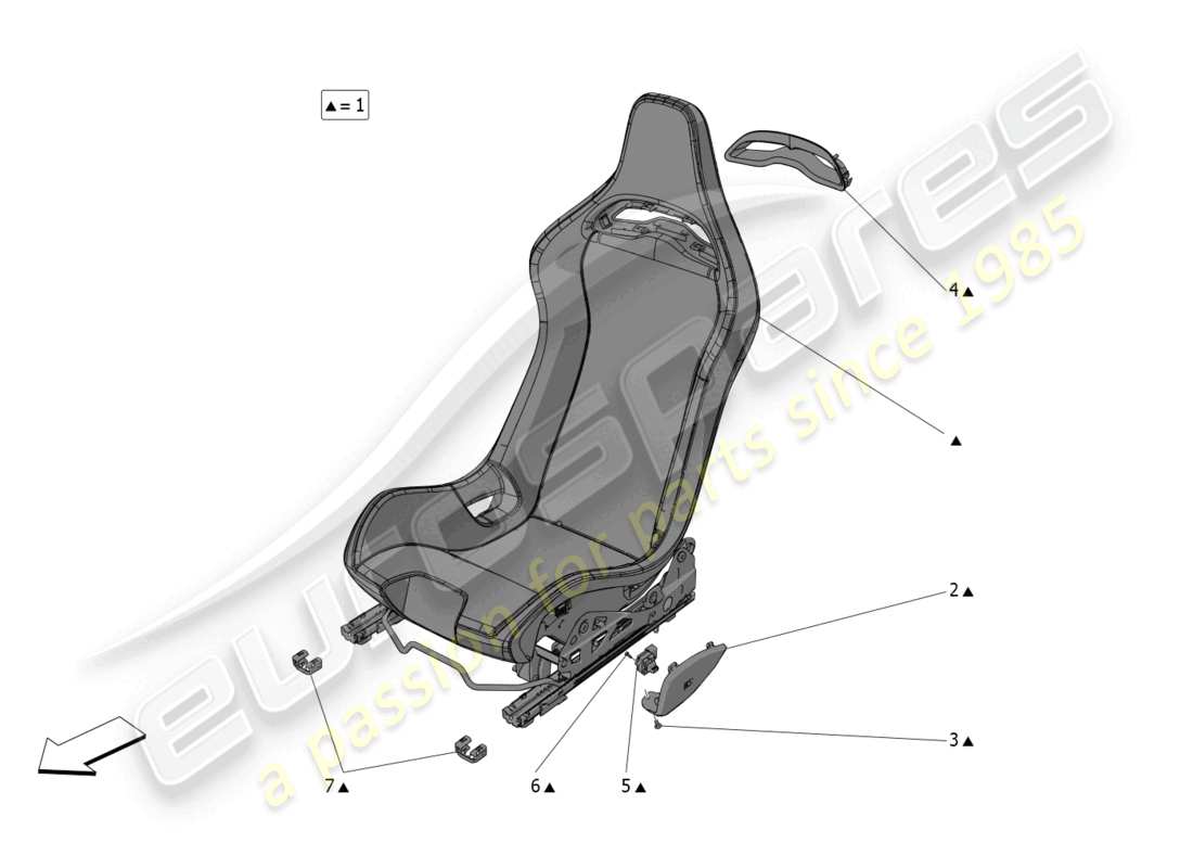 maserati mc20 cielo (2023) sitze: verkleidungen teilediagramm