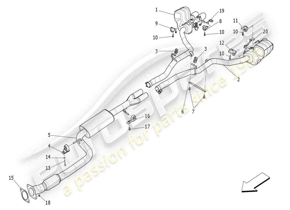 maserati ghibli (2021) schalldämpfer ersatzteildiagramm