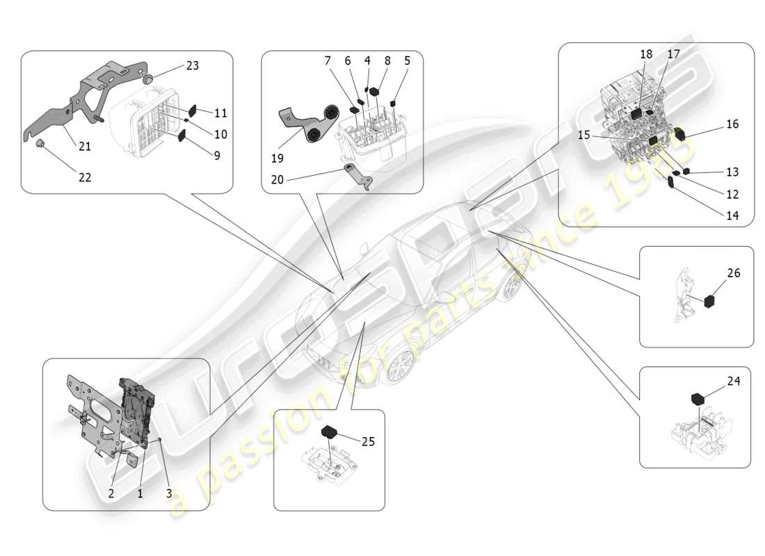 maserati grecale trofeo (2023) relais, sicherungen und kästen teilediagramm