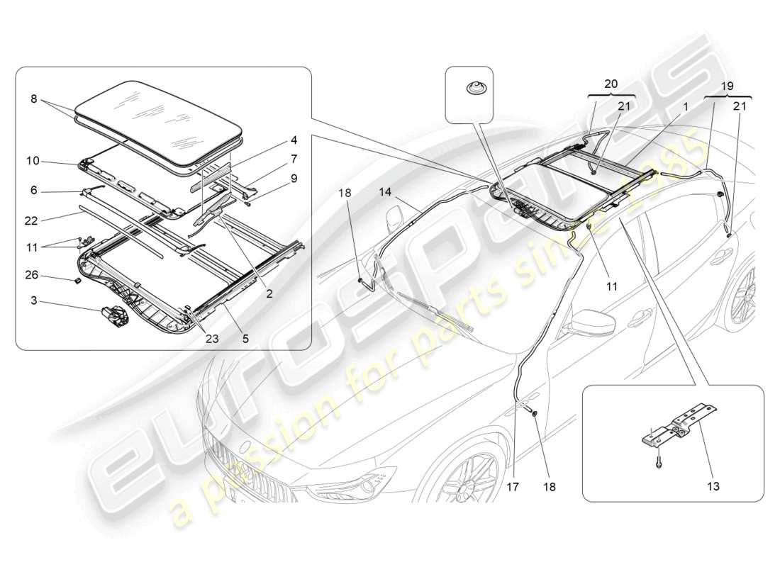 maserati ghibli fragment (2022) schiebedach teilediagramm