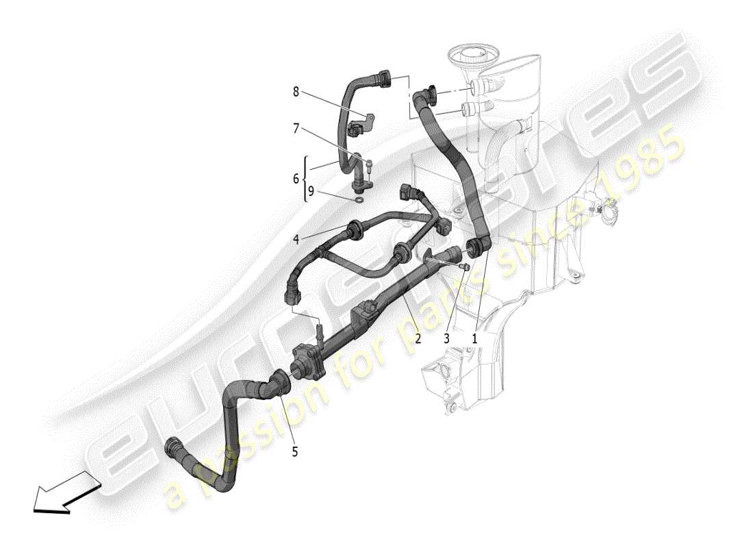 maserati mc20 (2024) öldampf-rezirkulationssystem teilediagramm