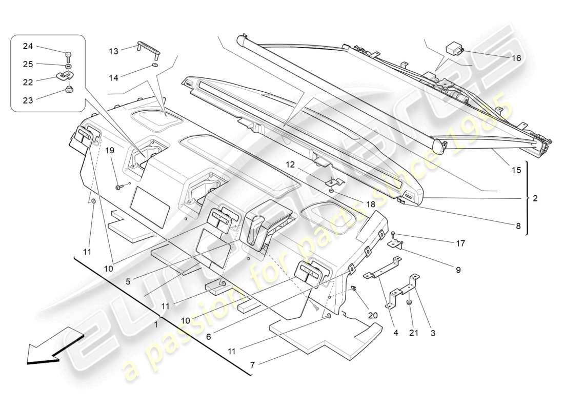 maserati quattroporte (2018) hintere hauablage ersatzteildiagramm