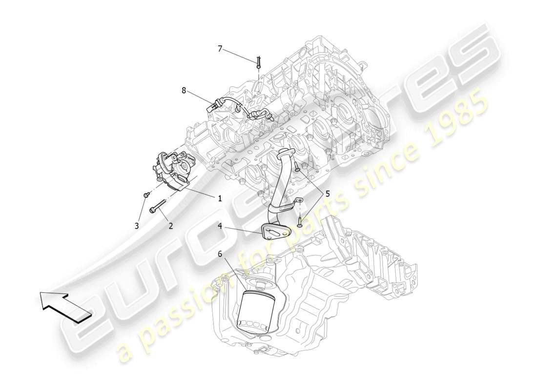 maserati ghibli fragment (2022) schmiersystem: pumpe und filter teilediagramm