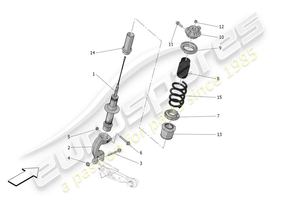 maserati mc20 cielo (2023) vordere stoßdämpfervorrichtungen teilediagramm