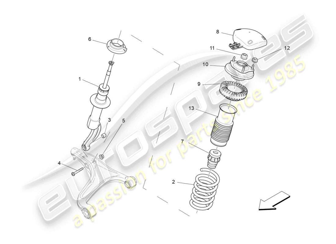 maserati quattroporte (2018) vordere stossdämpfereinrichtungen teilediagramm
