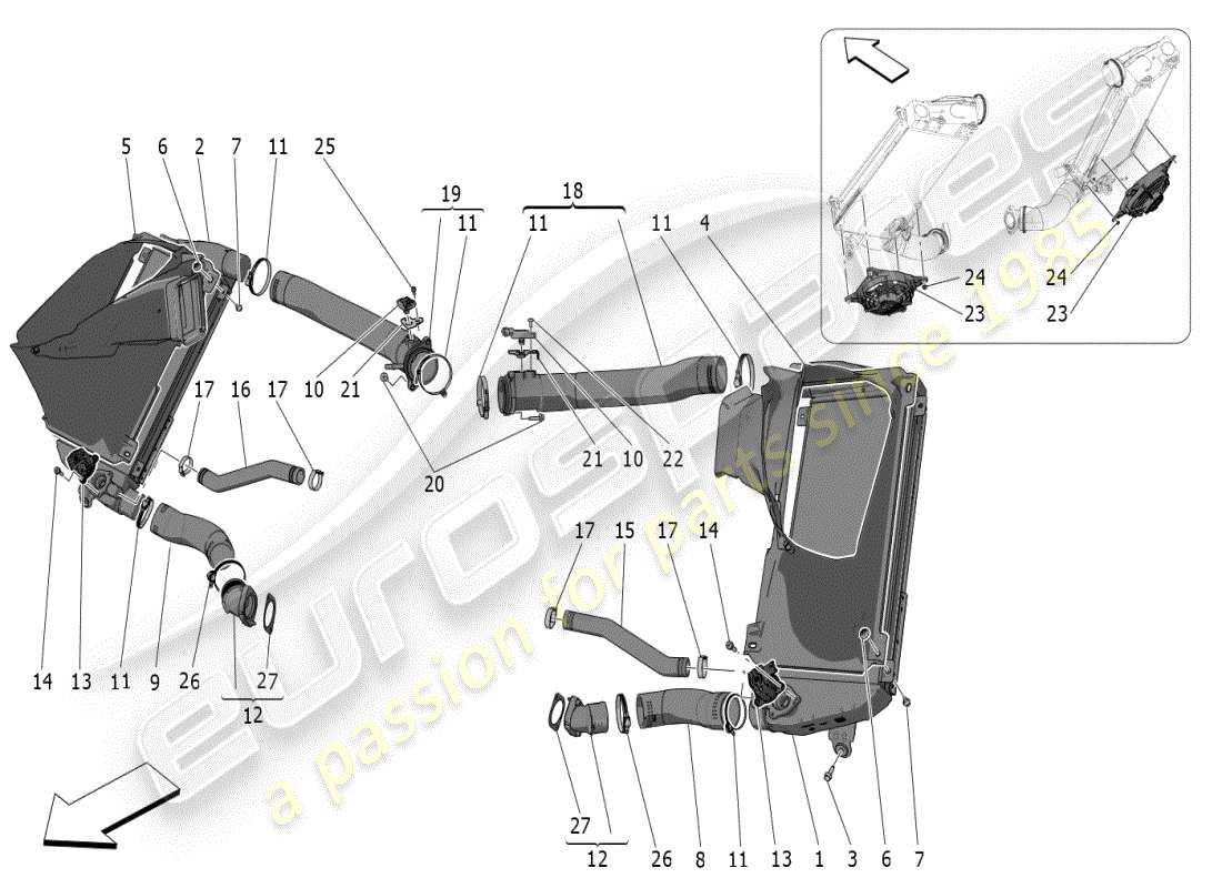 maserati mc20 (2024) ladeluftkühlersystem teilediagramm