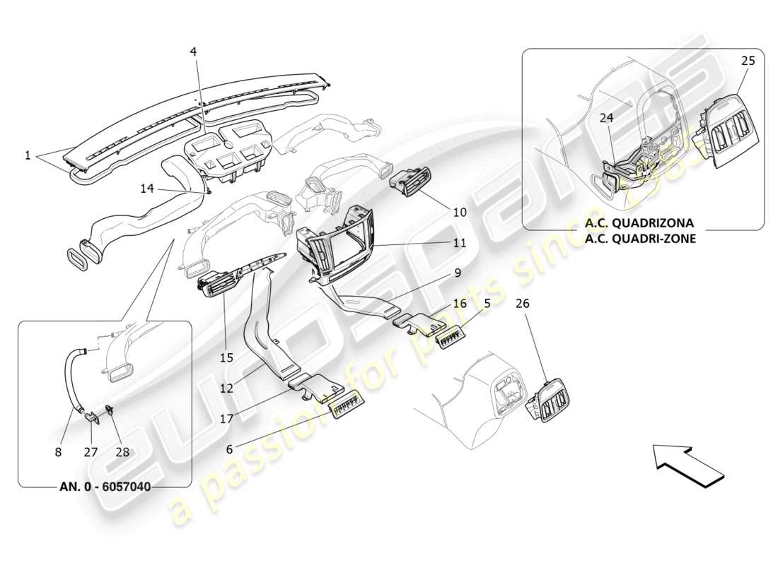 maserati levante (2020) klimaanlage: diffusion teilediagramm