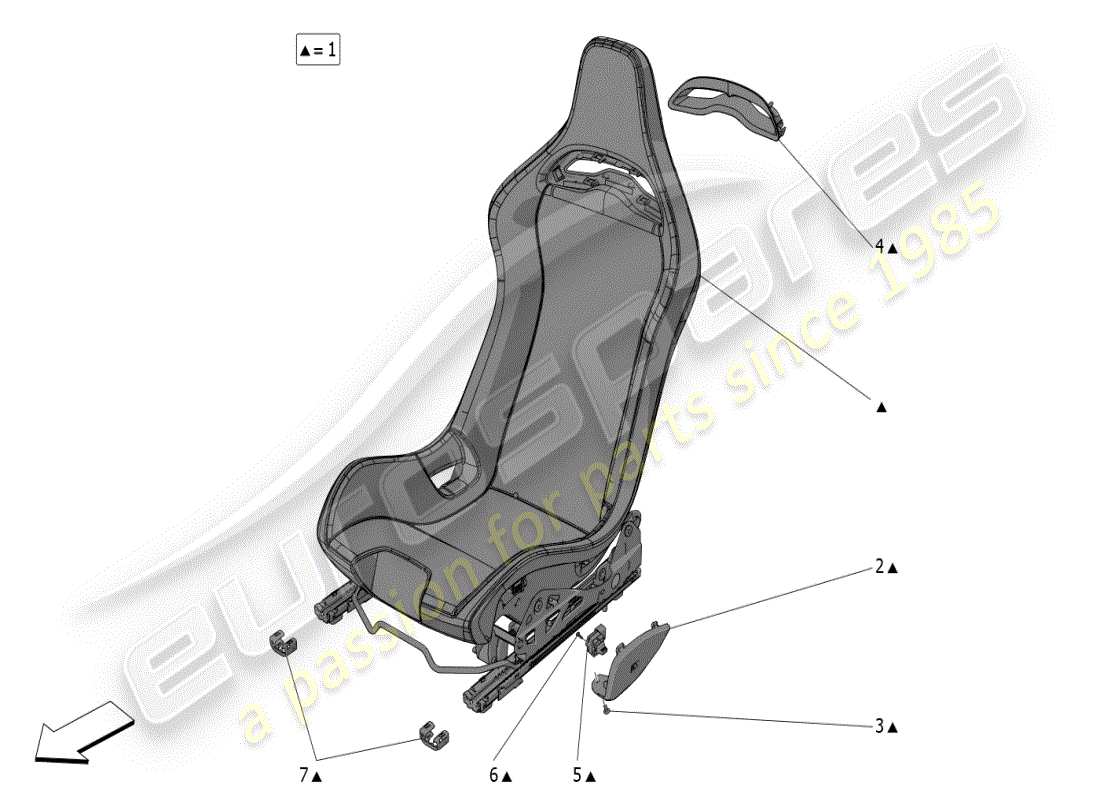maserati mc20 (2024) sitze: verkleidungen teilediagramm