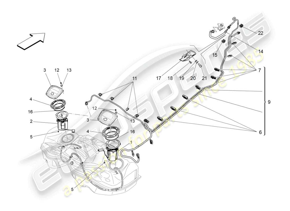 maserati levante modena (2022) kraftstoffpumpen und anschlussleitungen ersatzteildiagramm