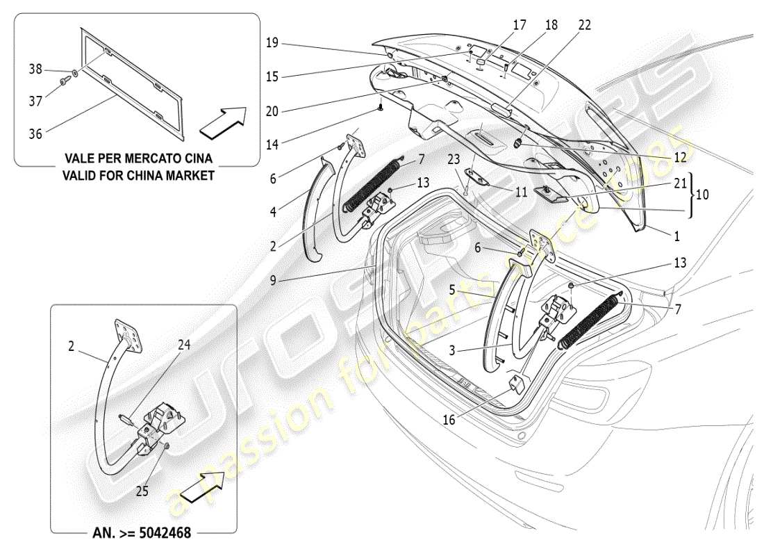 maserati ghibli (2019) hintere klappe - teilediagramm