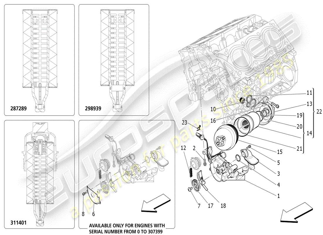 maserati ghibli (2021) schmiersystem: pumpe und filter teilediagramm