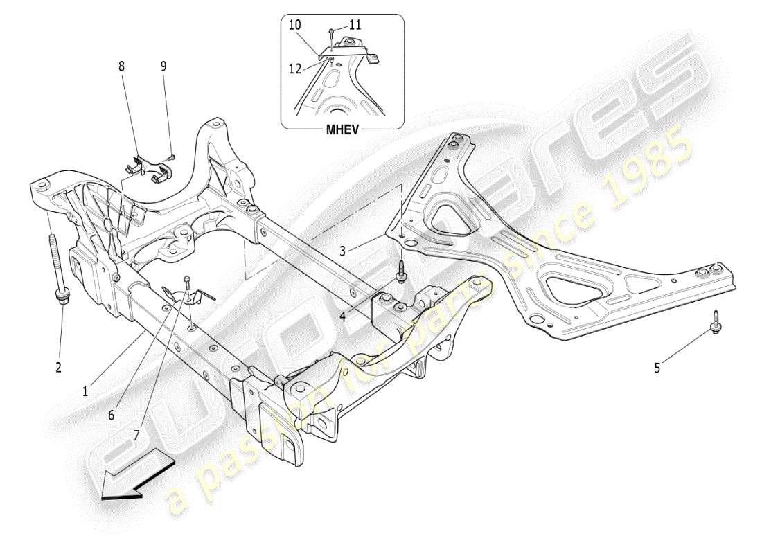 maserati ghibli (2021) vorderes untergestell teilediagramm