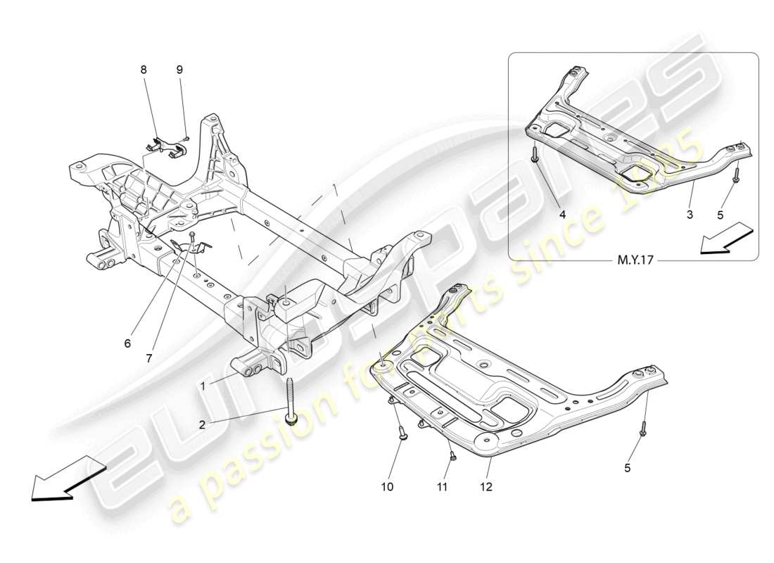 maserati levante (2020) vorderes untergestell teilediagramm