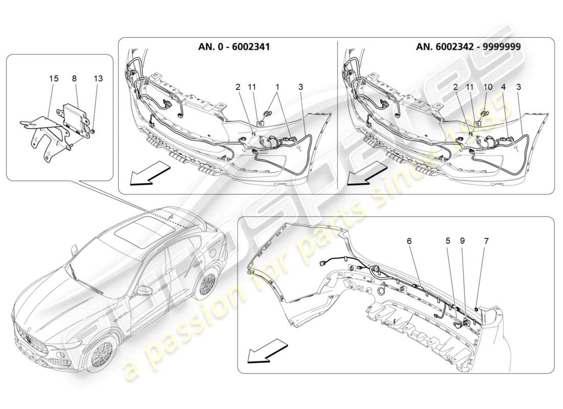 maserati levante zenga (2020) parksensoren teilediagramm