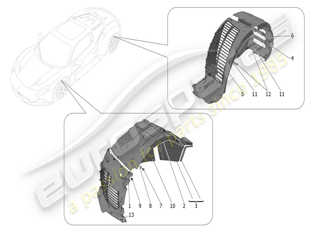 maserati mc20 (2024) radhaus und deckel teilediagramm