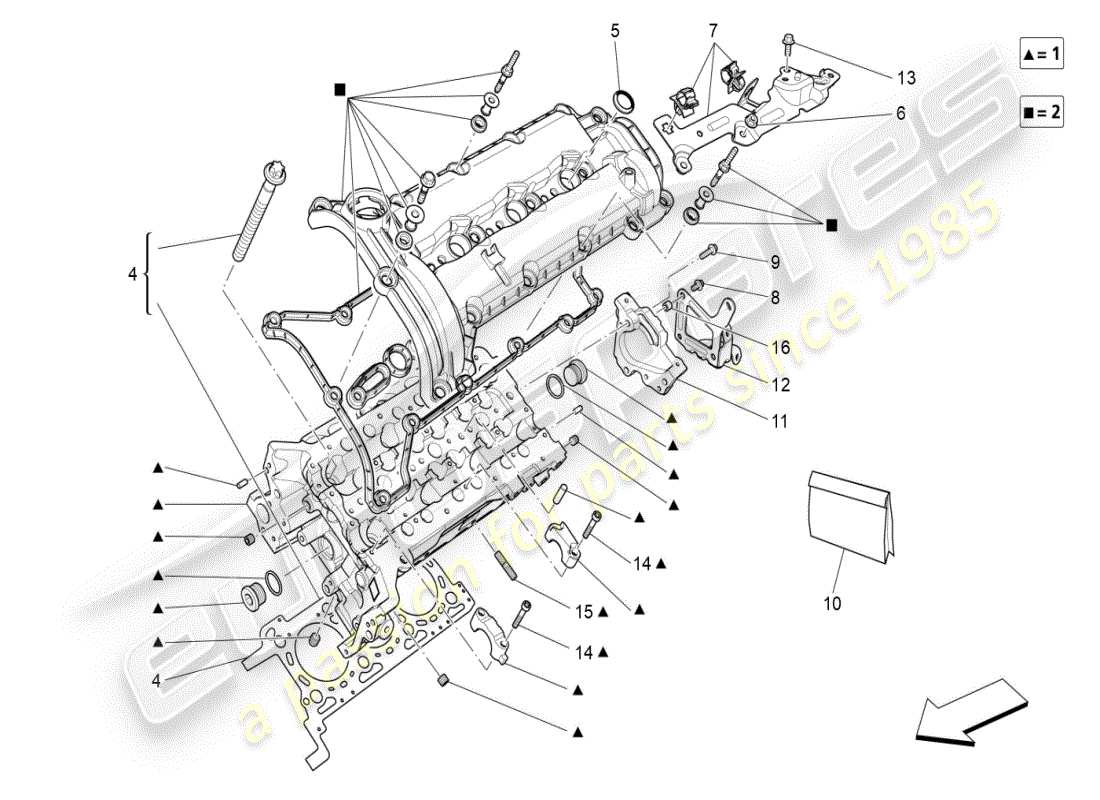 maserati ghibli (2021) teilediagramm für linken zylinderkopf