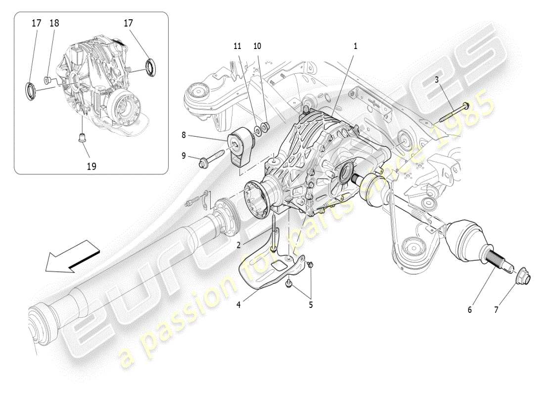 maserati ghibli (2021) differential- und hinterachswellen ersatzteildiagramm