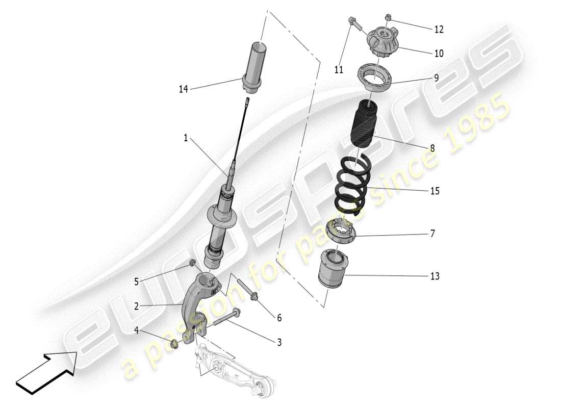 maserati mc20 (2024) vordere stoßdämpfervorrichtungen teilediagramm