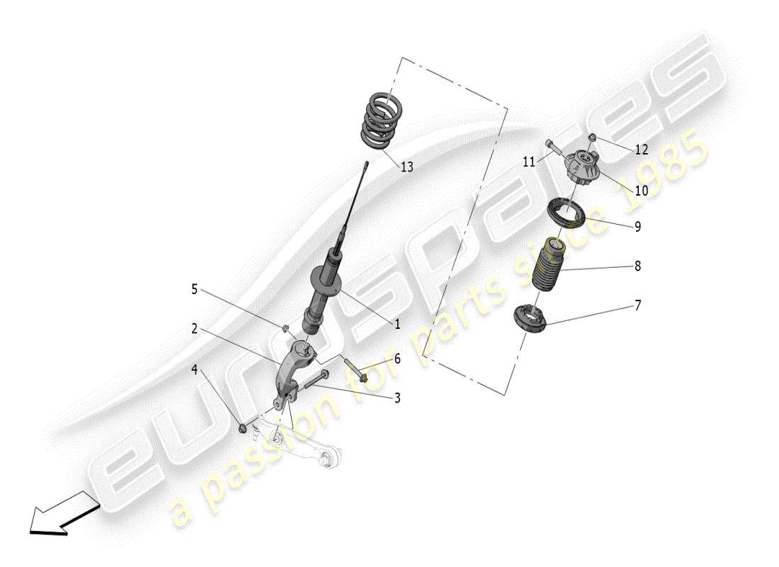 maserati mc20 (2024) hintere stoßdämpfervorrichtungen teilediagramm