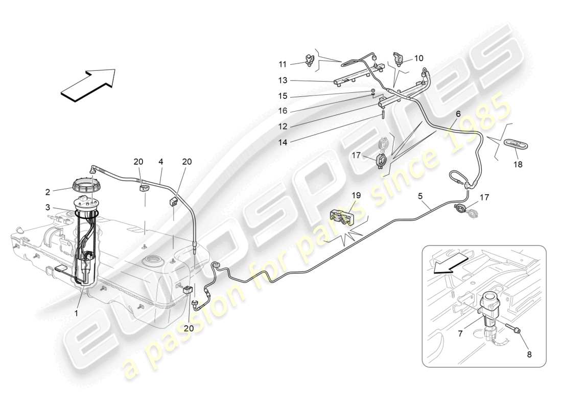 maserati grancabrio mc (2013) kraftstoffpumpen und anschlussleitungen ersatzteildiagramm