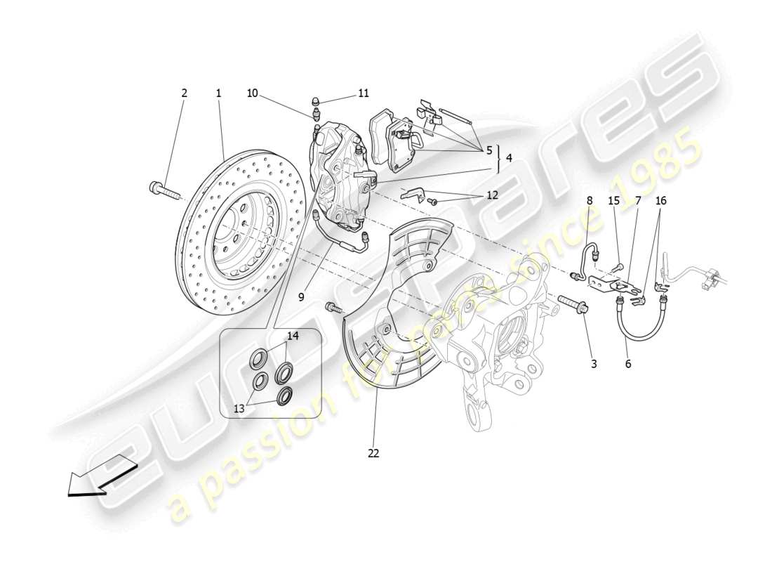 maserati levante gts (2020) bremsvorrichtungen an den hinterrädern ersatzteildiagramm