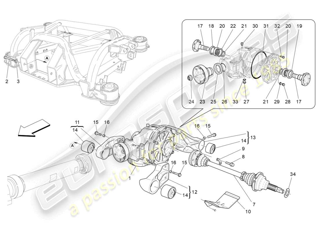 maserati grancabrio mc (2013) differential- und hinterachswellen ersatzteildiagramm