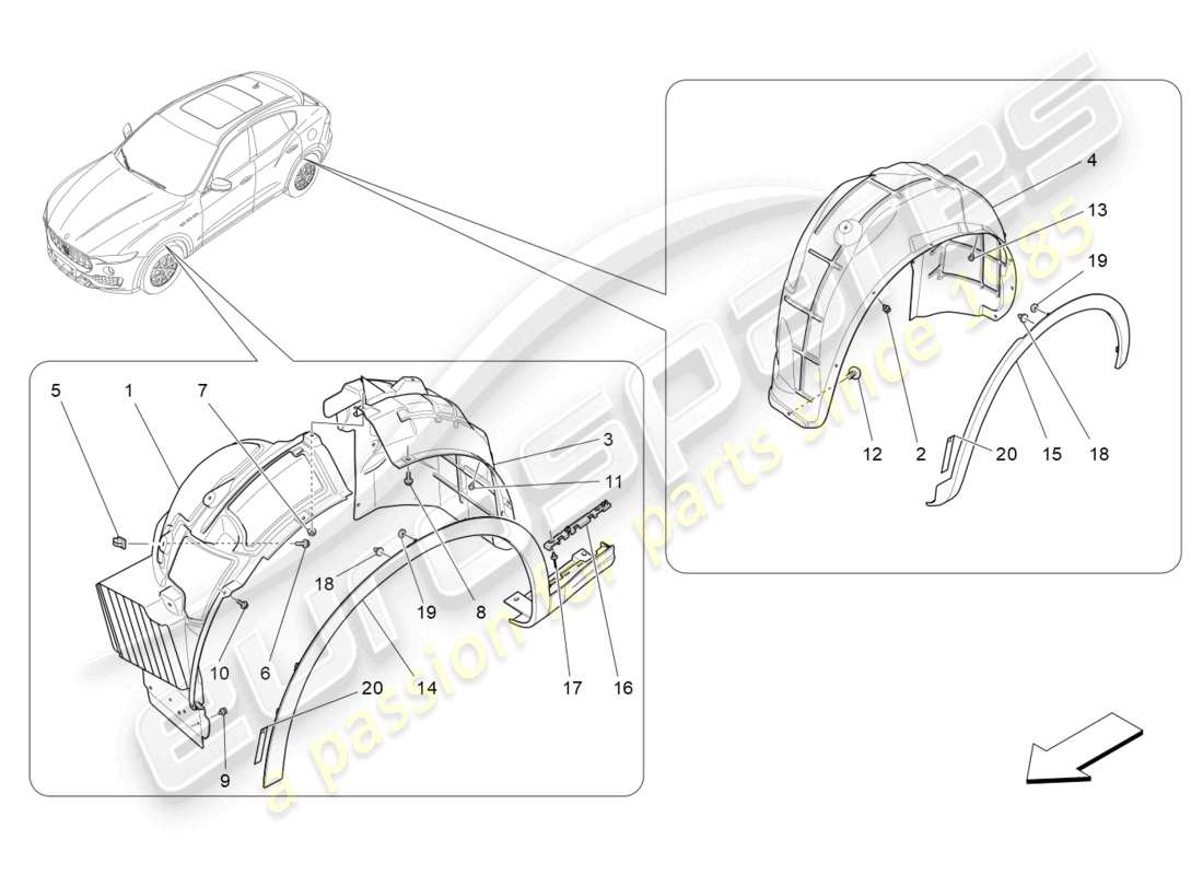 maserati levante (2019) radhaus und deckel ersatzteildiagramm