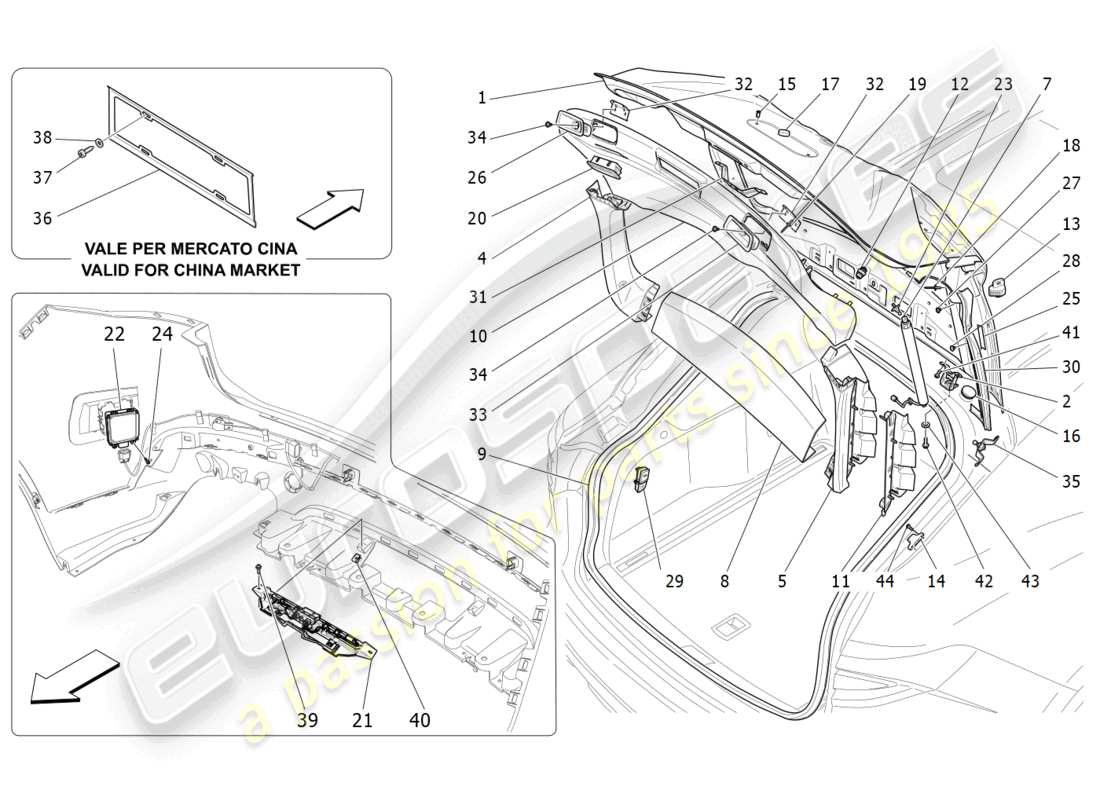maserati levante (2018) hintere heckklappe teilediagramm