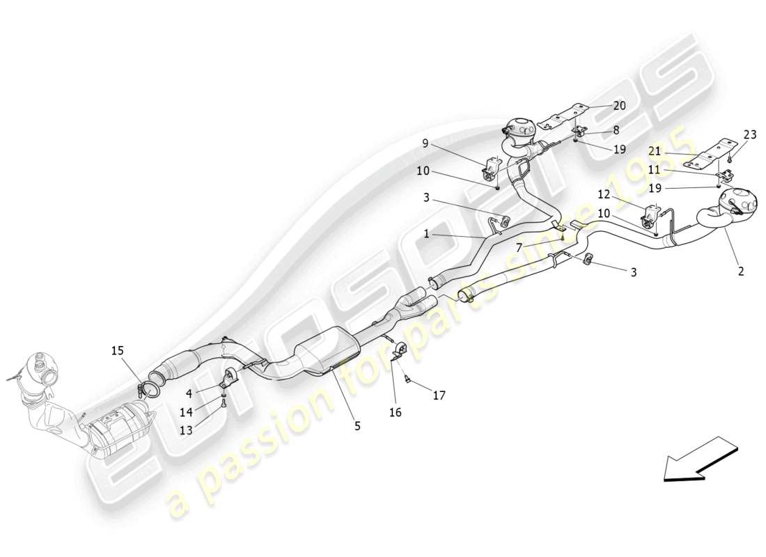 maserati levante (2017) schalldämpfer ersatzteildiagramm