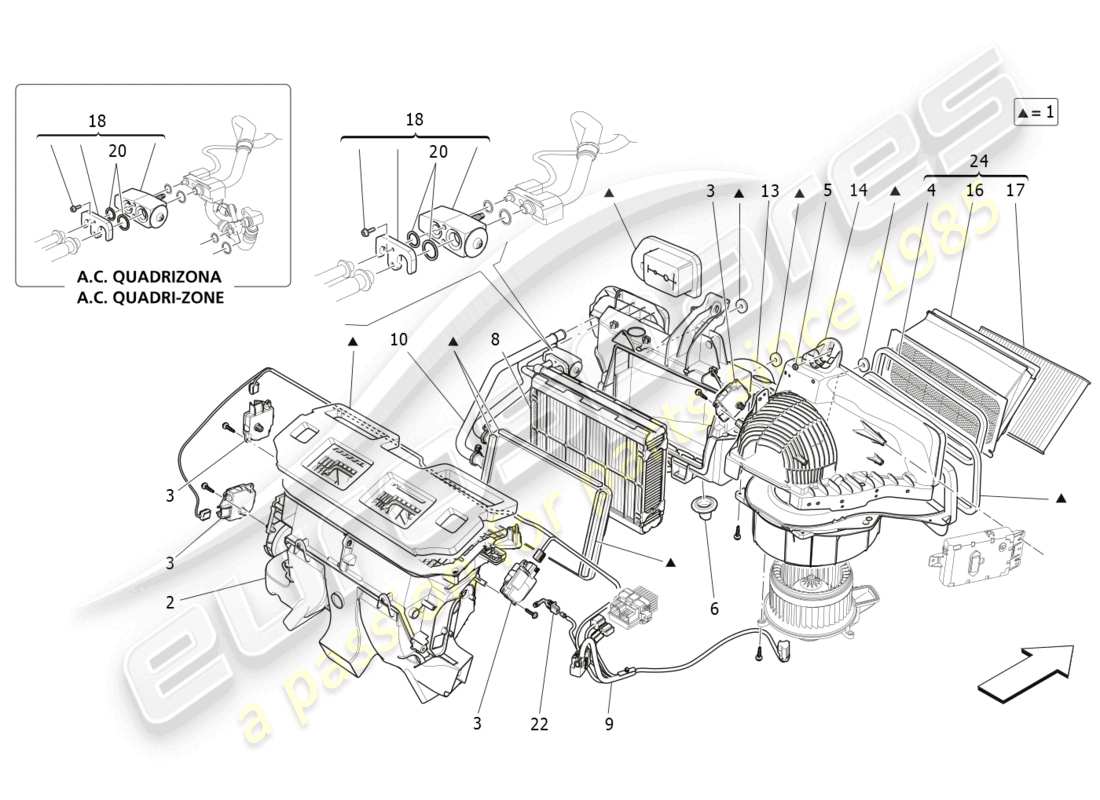 maserati levante (2017) klimaanlage: armaturenbrettgeräte ersatzteildiagramm