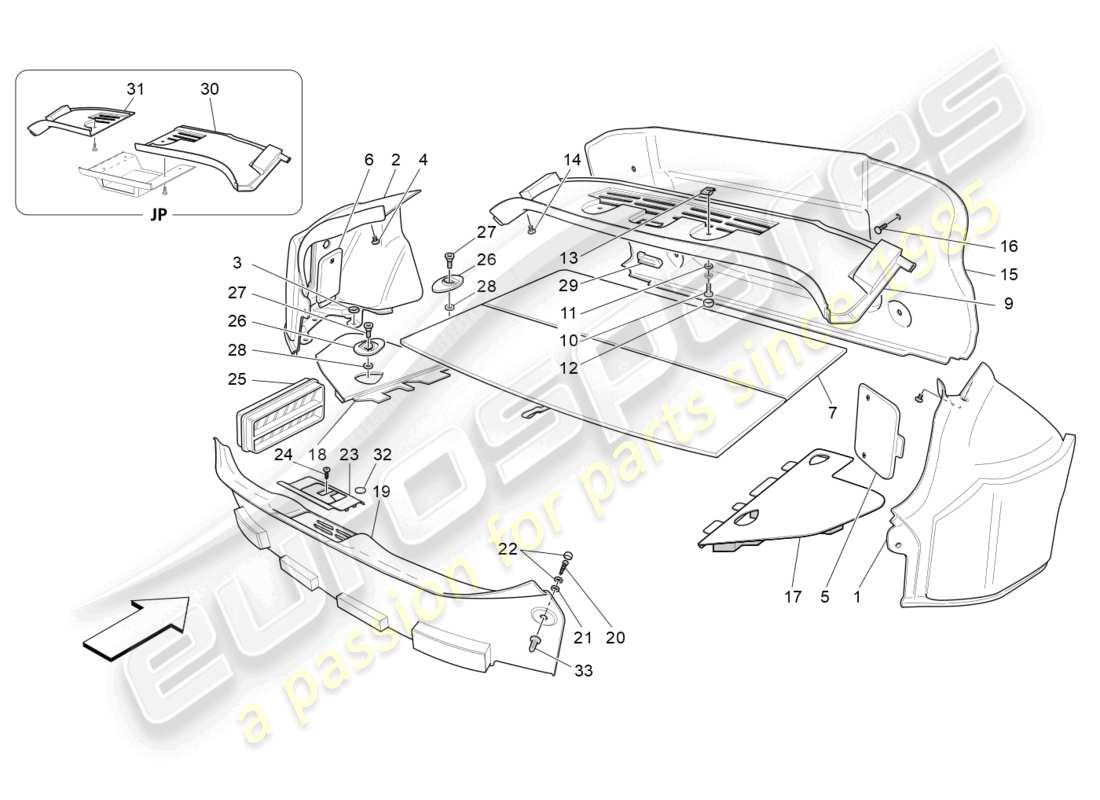 maserati granturismo mc stradale (2011) gepäckraummatten ersatzteildiagramm
