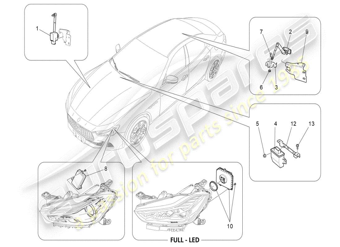 maserati ghibli (2019) beleuchtungssystemsteuerung teilediagramm