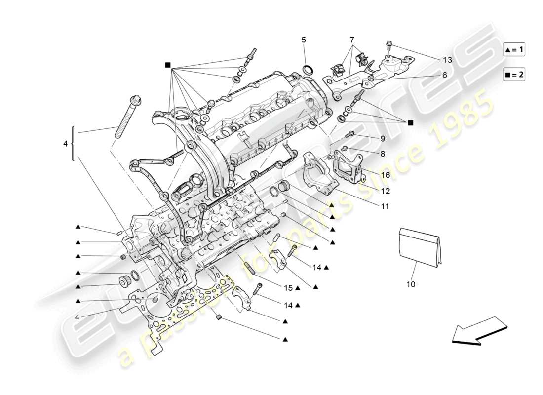 maserati levante (2019) teilediagramm für linken zylinderkopf