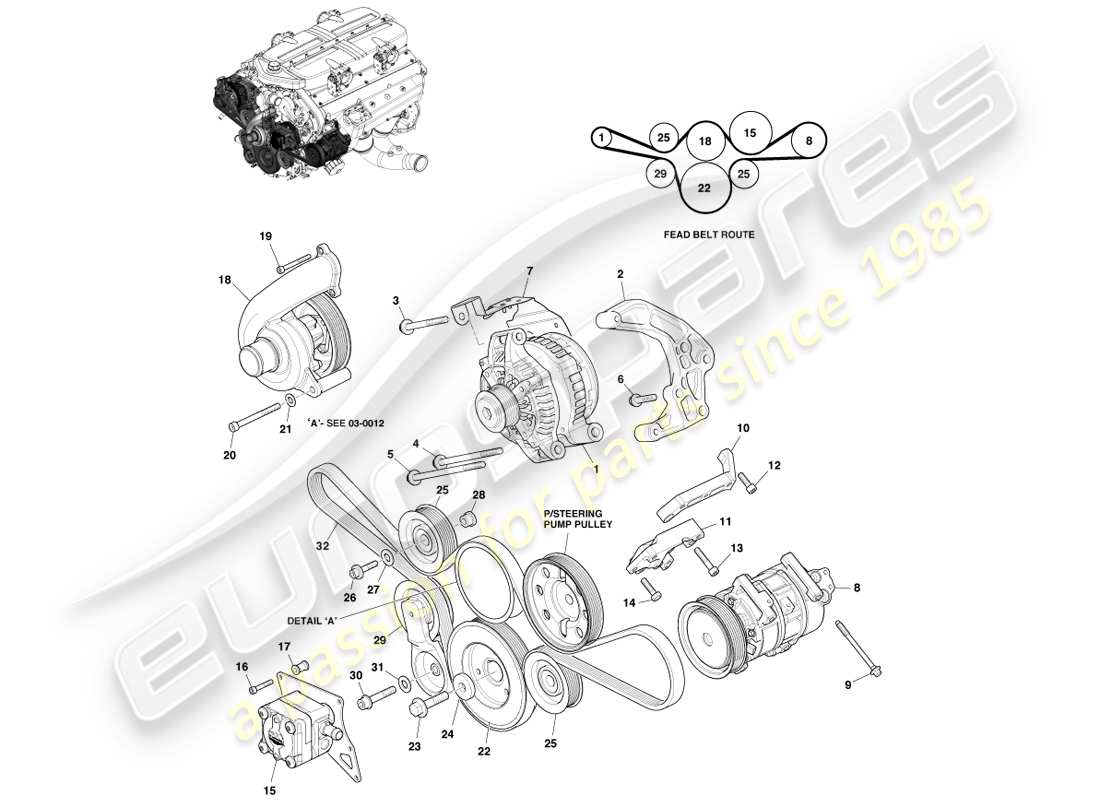 aston martin one-77 (2011) teilediagramm für zusatzantrieb