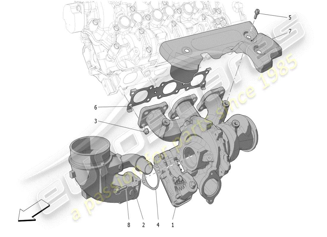 maserati mc20 (2024) turboladersystem: ausrüstung teilediagramm