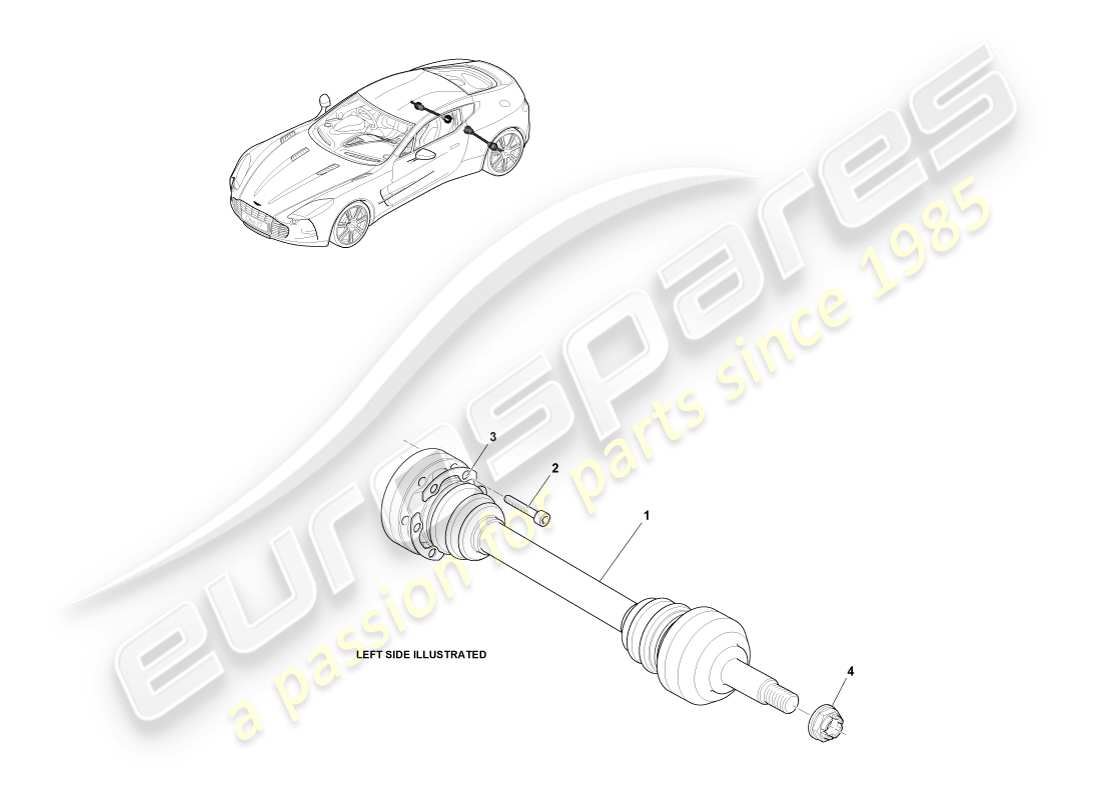 aston martin one-77 (2011) teilediagramm der hinteren halbwelle